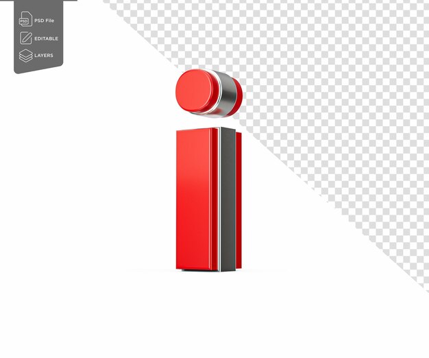 Pequena letra vermelha vibrante que brilha com seu elegante design metálico com bordas afiadas Ilustração 3D
