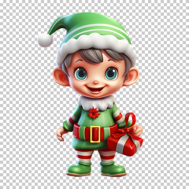 PSD pequena personagem de natal isolada em fundo transparente