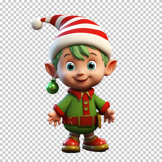 PSD pequena personagem de natal isolada em fundo transparente