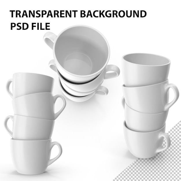 Pequeña pila de tazas blancas PNG