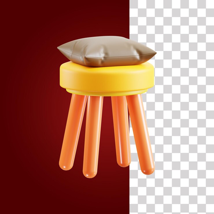PSD pequeña silla de madera 3d icon 1