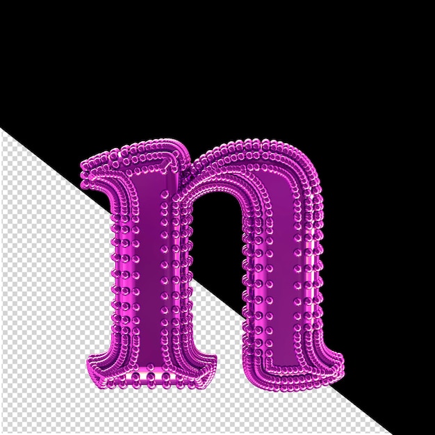 Pequeñas esferas 3d en el símbolo púrpura letra n