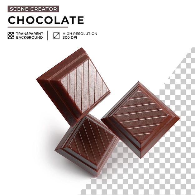 pequeñas piezas cuadradas de una barra de chocolate para la creación de escenas