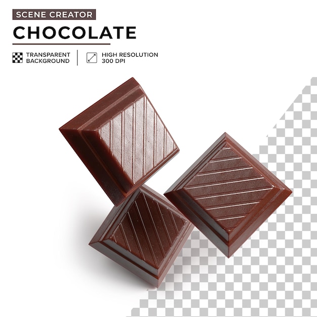 Pequeñas piezas cuadradas de una barra de chocolate para la creación de escenas