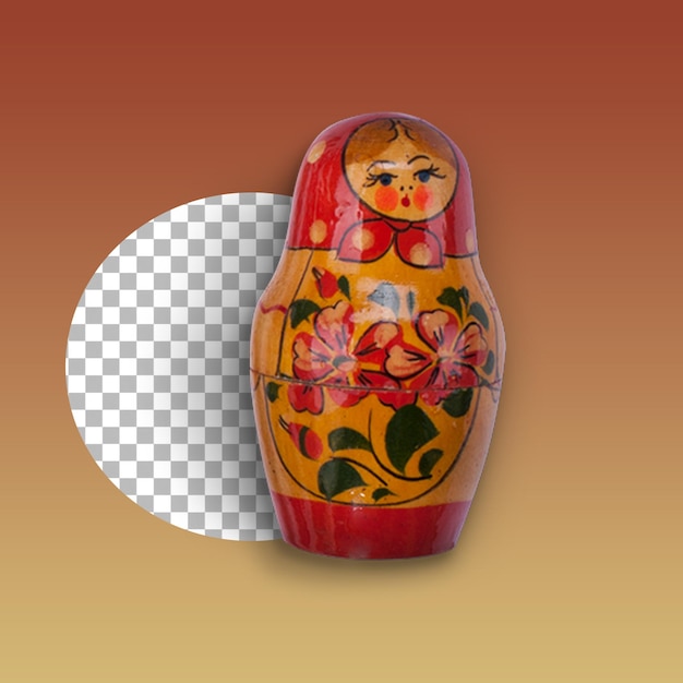 PSD pequeño adorno matrioshka rojo para el diseño de su concepto