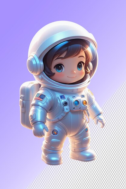 PSD un pequeño astronauta con un casco y un traje espacial