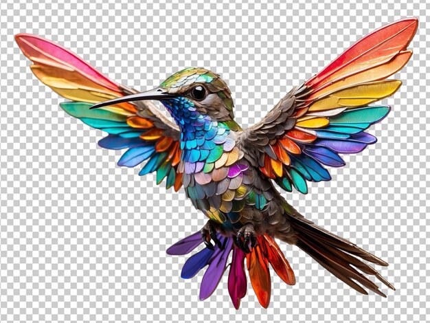 PSD un pequeño colibrí con alas iridescentes