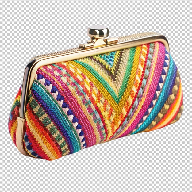 pequeño embrague inquebrantable multicolor en un fondo transparente