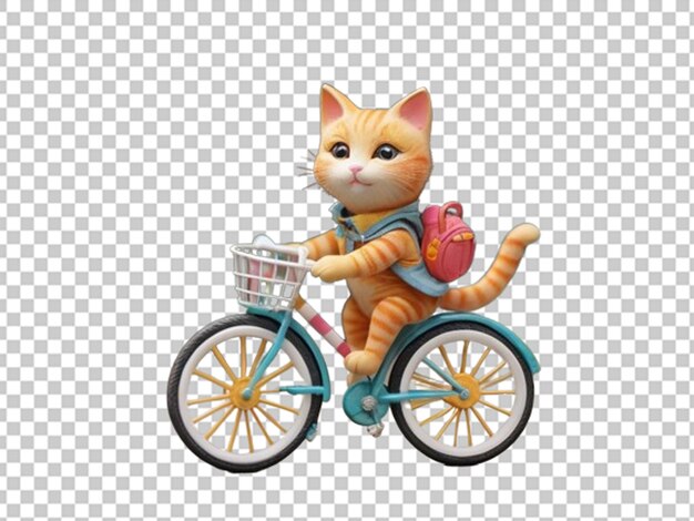 PSD un pequeño gato lindo y colorido montando una bicicleta