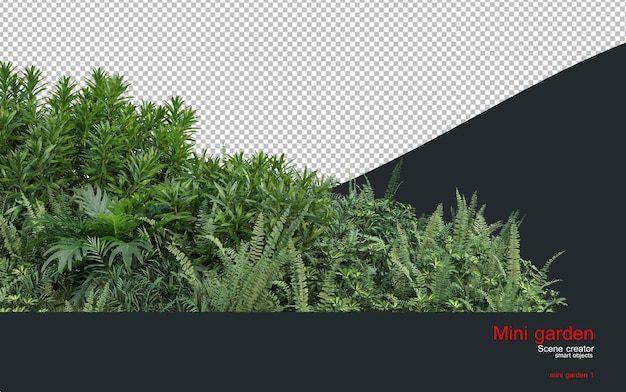 Un pequeño jardín con una variedad de plantas.