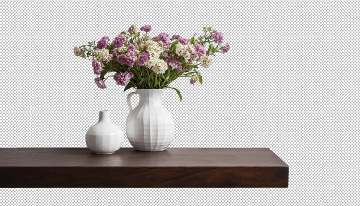 PSD un pequeño jarrón de flores ilumina la habitación