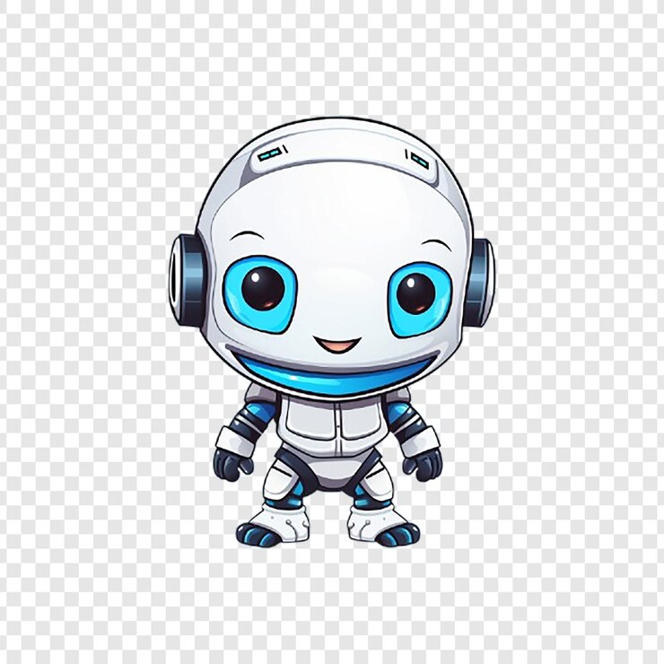 PSD un pequeño y lindo robot aislado sobre un fondo transparente