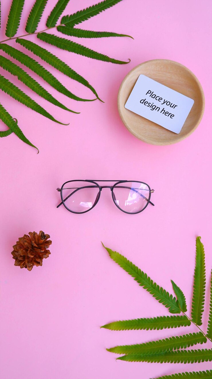 PSD pequeño papel junto a las gafas mockup psd
