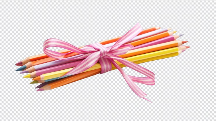 PSD un pequeño paquete vibrante de lápices de colores atados con cuerda perfecto para proyectos artísticos suministros escolares e inspiración creativa