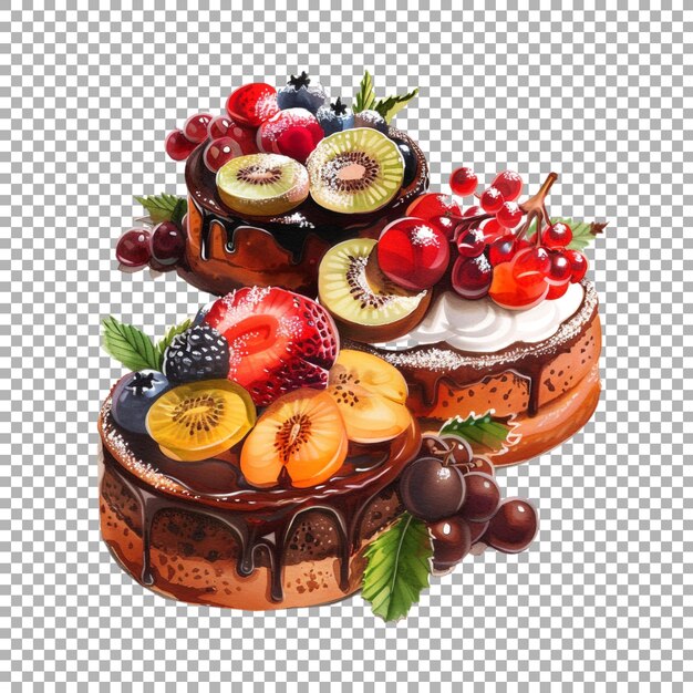 Un pequeño pastel sabroso con jalea en un fondo transparente generado por Ai