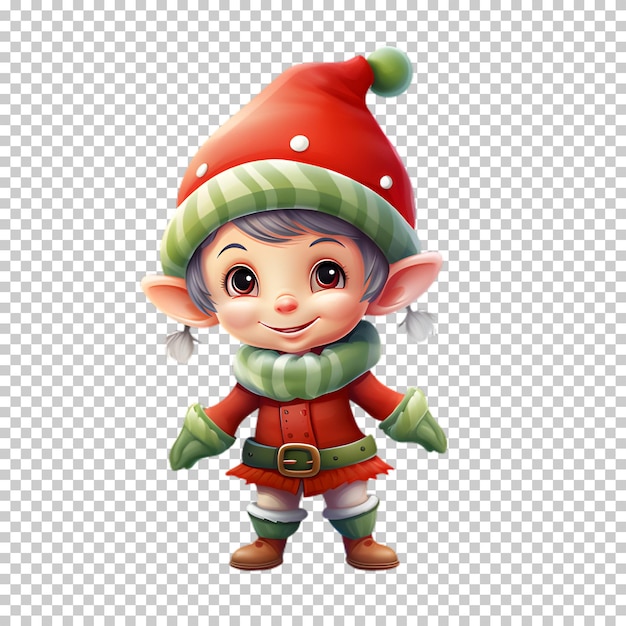 PSD pequeño personaje de navidad aislado en un fondo transparente