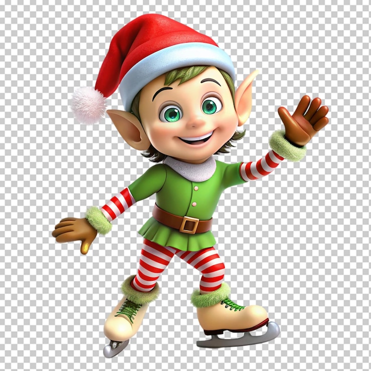 PSD pequeño personaje navideño aislado en un fondo transparente