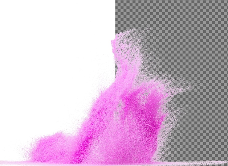PSD pequeño tamaño púrpura arena volando explosión arenas violetas ondas de grano explotan nube abstracta volar color púrpura salpicaduras de arena arrojando en el aire fondo blanco aislado obturador de alta velocidad arrojando congelación