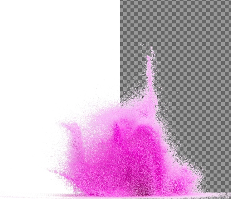 PSD pequeño tamaño púrpura arena volando explosión arenas violetas ondas de grano explotan nube abstracta volar color púrpura salpicaduras de arena arrojando en el aire fondo blanco aislado obturador de alta velocidad arrojando congelación