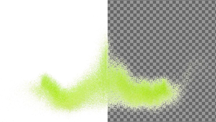 PSD pequeño tamaño verde arena volando explosión arenas vegetales ondas de grano explotan mosca de nube abstracta salpicaduras de arena de color verde lanzando en aire fondo blanco obturador de alta velocidad aislado lanzando congelación