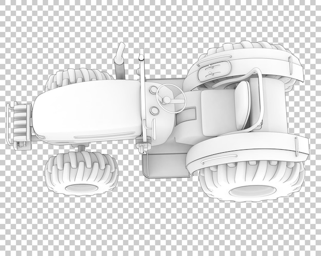 PSD pequeño tractor en la ilustración de renderizado 3d de fondo transparente