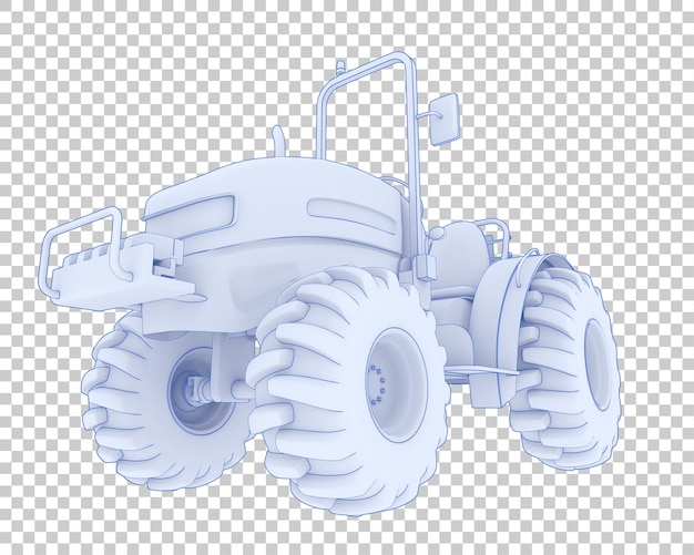 PSD pequeño tractor en la ilustración de renderizado 3d de fondo transparente