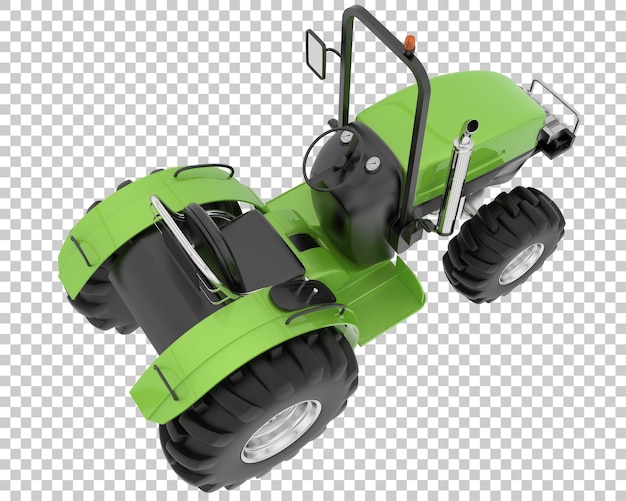 Pequeño tractor en la ilustración de renderizado 3d de fondo transparente