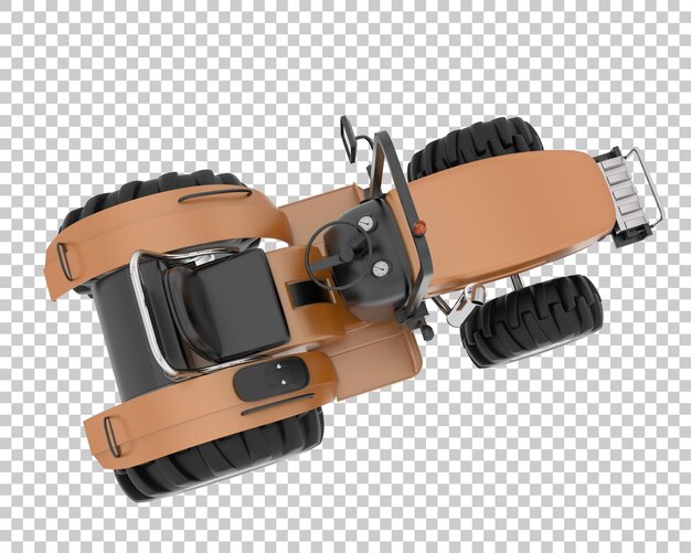 Pequeño tractor en la ilustración de renderizado 3d de fondo transparente