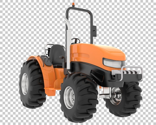 Pequeño tractor en la ilustración de renderizado 3d de fondo transparente