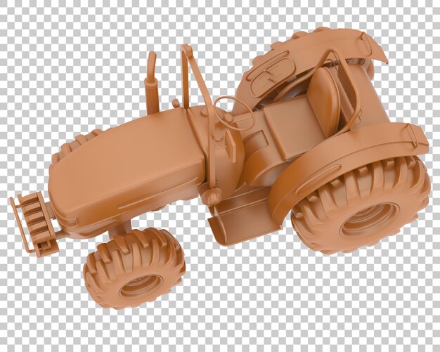 Pequeño tractor en la ilustración de renderizado 3d de fondo transparente