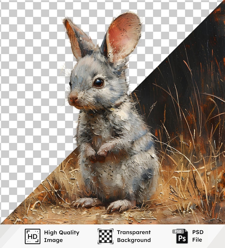 PSD pequeños animales posan alerta en la hierba imagen transparente