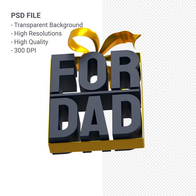 Per papà con fiocco e nastro rendering 3D isolato