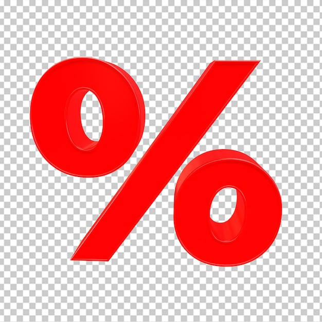 Percentagem de desconto ícone de venda vermelha renderização 3D