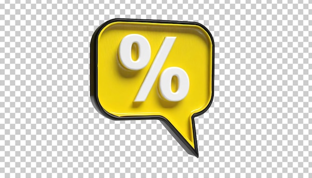 PSD percentagem de símbolo de bolha de fala isolado em fundo transparente.