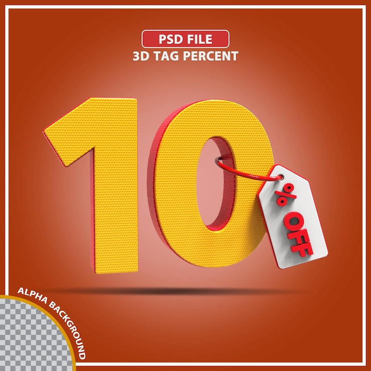 PSD percentagens 3d de 10 por cento oferecem design criativo