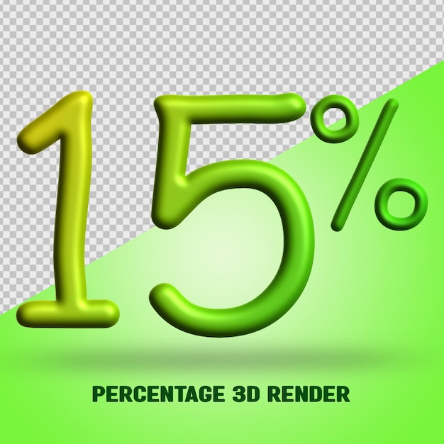 percentuale 3d rende gradiente giallo verde