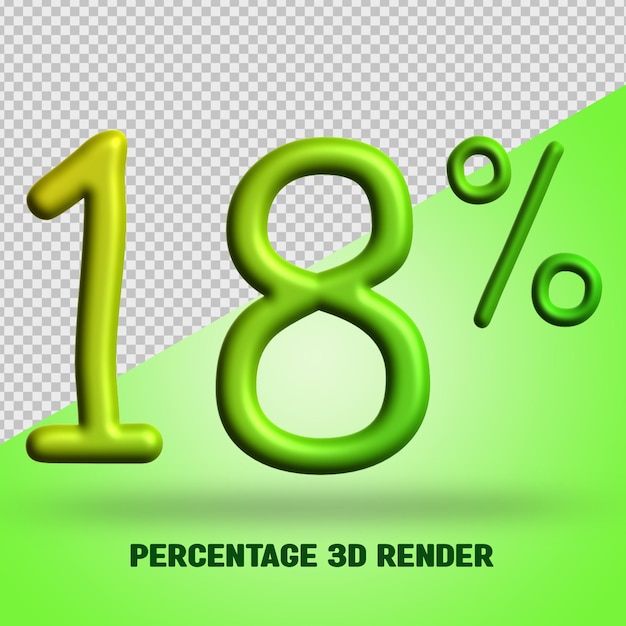 percentuale 3d rende gradiente giallo verde