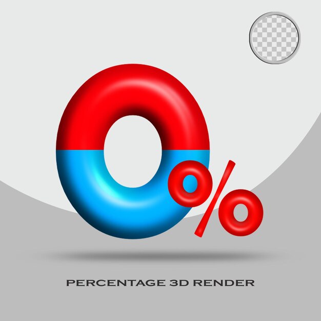 Percentuale di rendering 3D colore rosso blu glosy