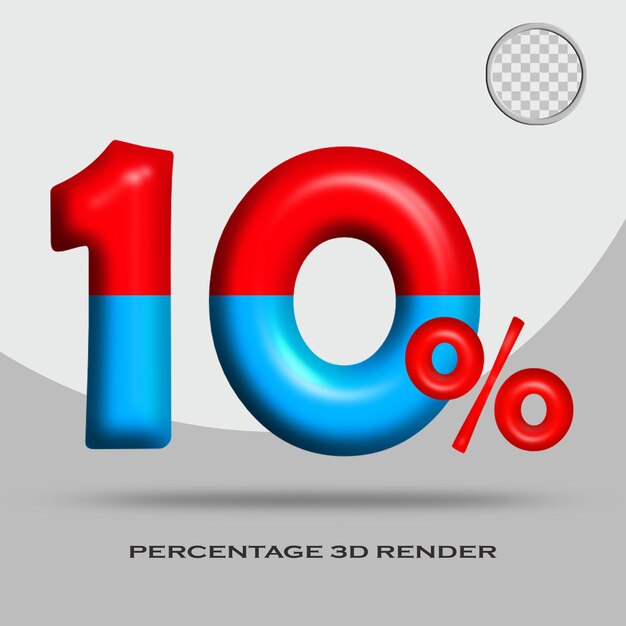 Percentuale di rendering 3D colore rosso blu glosy