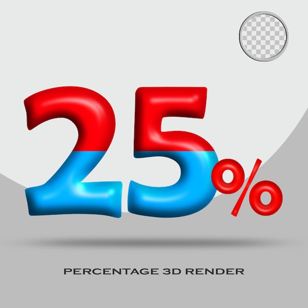 Percentuale di rendering 3D colore rosso blu glosy