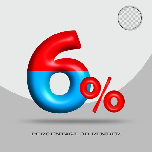Percentuale di rendering 3D colore rosso blu glosy