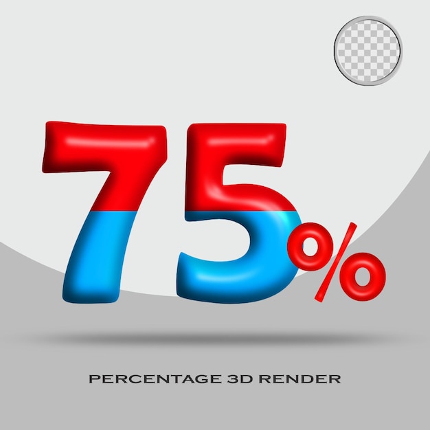 Percentuale di rendering 3D colore rosso blu glosy