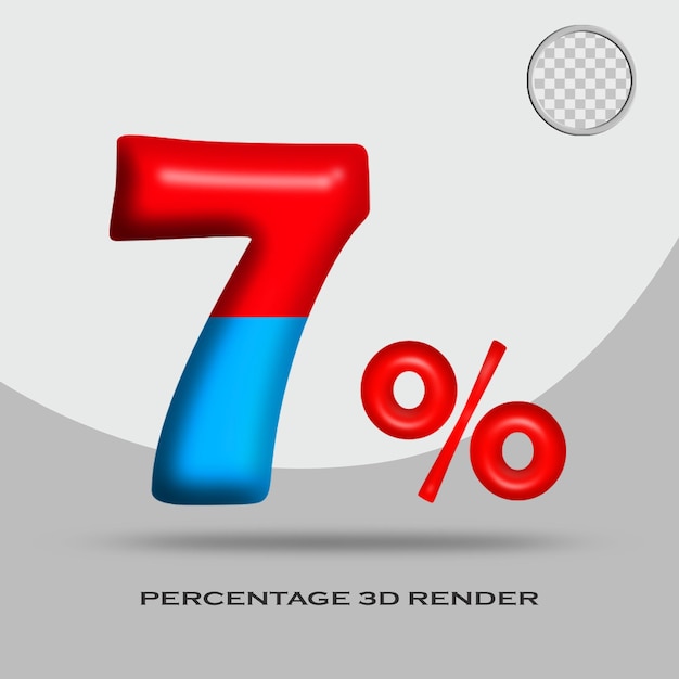 Percentuale di rendering 3D colore rosso blu glosy