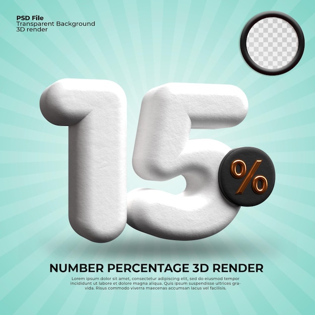 Percentuale di rendering 3D numero 15 per lo sconto sull'avanzamento del colore bianco target