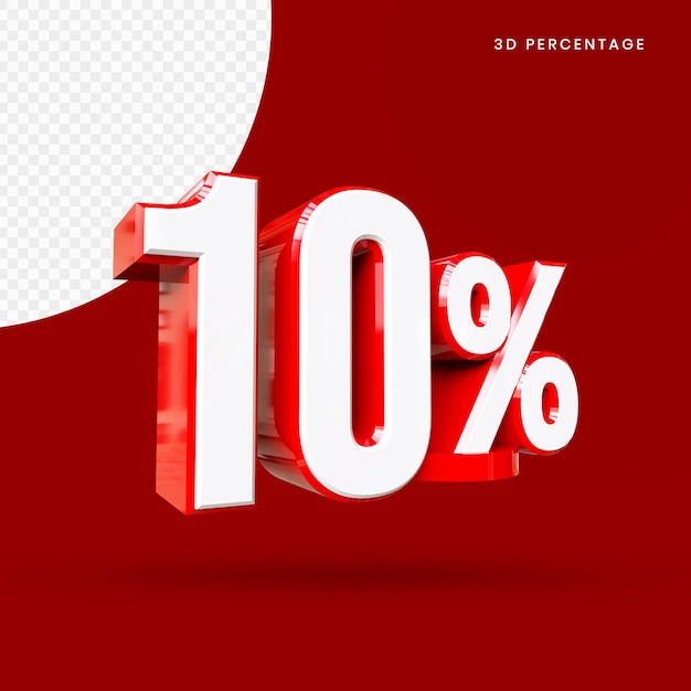 percentuale di rendering 3d rosso isolato
