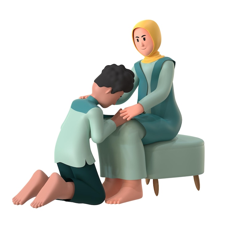 PSD perdono musulmano madre e figlio buon eid mubarak 3d
