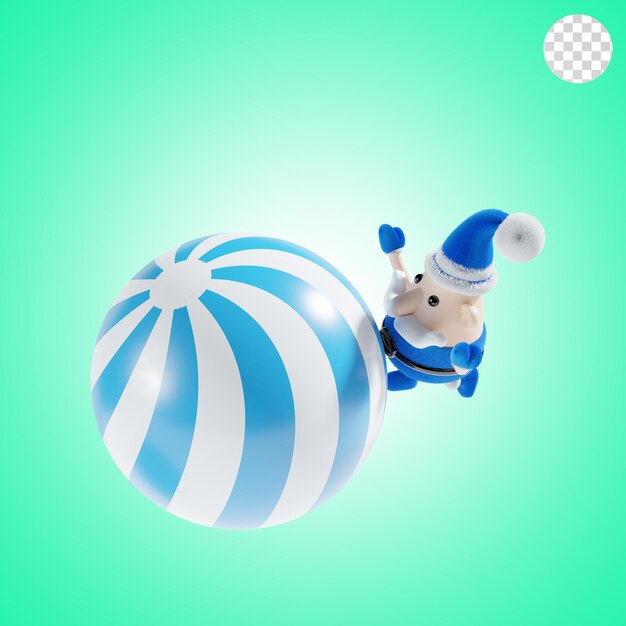 Le Père Noël Avec Le Ballon De Noël Dans Le Thème Bleu