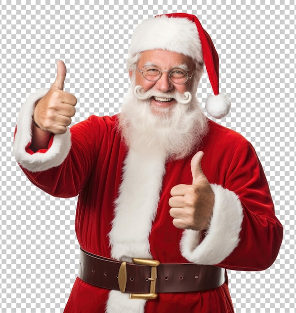 PSD père noël thumbs up isolé sur fond transparent