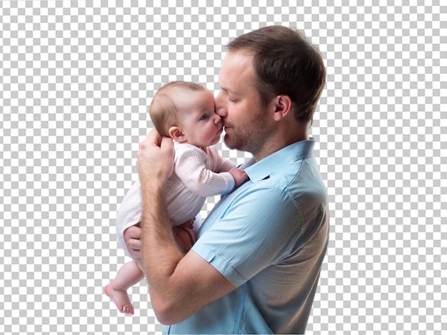 un père tenant son petit bébé