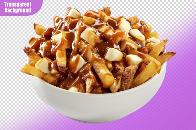 La perfección de Poutine aislada en un fondo transparente